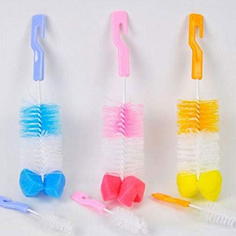 Kit de nettoyage biberon et tasse | Brosse à biberon éponge 360° + Brosse à tétine ciblée | Kit d'accessoires d'alimentation doux et anti-rayures