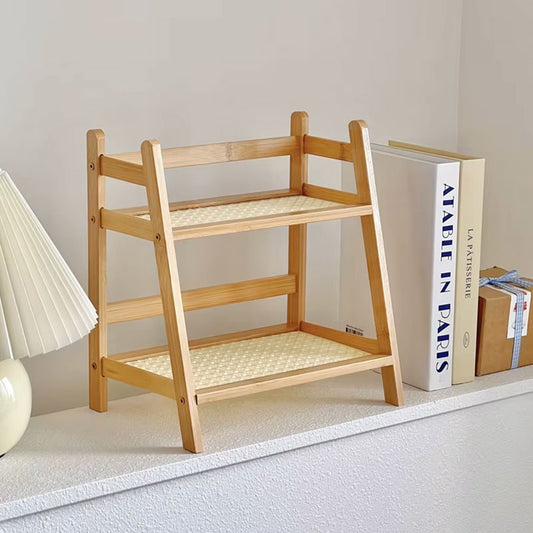 2-Tier Bamboo Countertop Organizer – Multipurpose Coffee Cup Holder and Storage Shelf for Kitchen, Bathroom, and Dressing Table