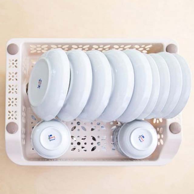 2-Tier Plastic Dish Draining Rack with Tray – Kitchen Drying Storage Organizer