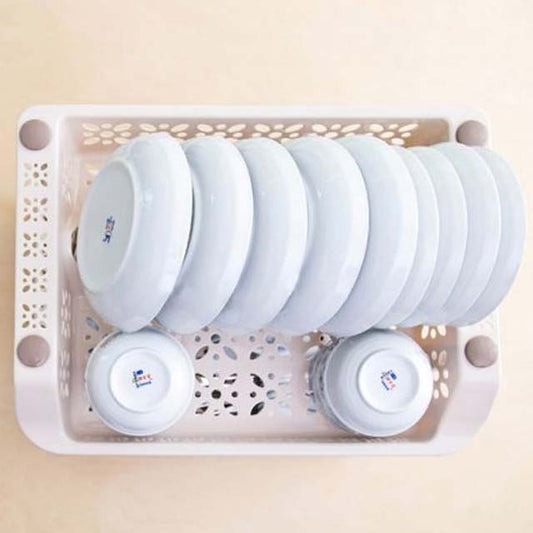 2-Tier Plastic Dish Draining Rack with Tray – Kitchen Drying Storage Organizer