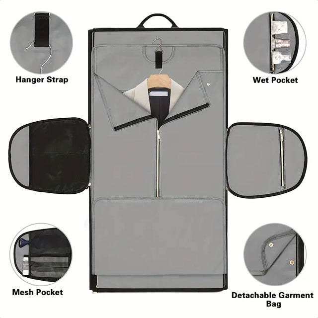 2-in-1 Convertible Garment Bag & Backpack – Beige Travel Duffel with Detachable Suit Bag, Shoe Cover & Shoulder Strap | Carry-On Luggage for Men & Women