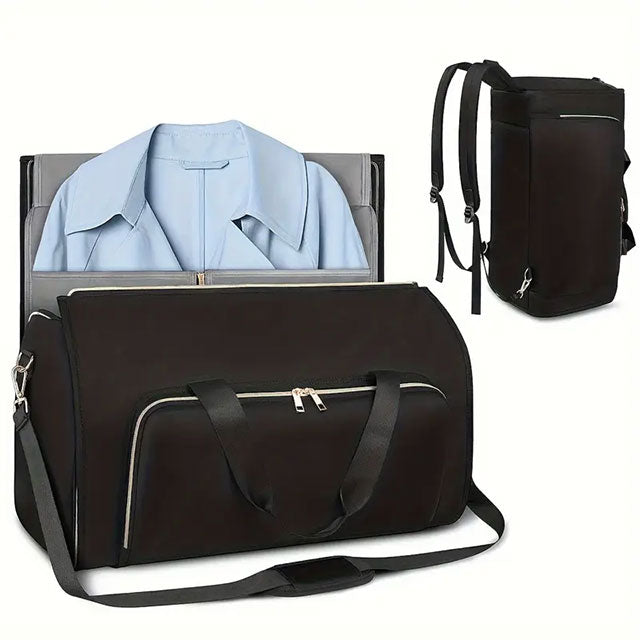 Sac à vêtements et sac à dos convertibles 2 en 1 – Sac de voyage beige avec housse à vêtements amovible, couvre-chaussures et bandoulière | Bagage cabine pour hommes et femmes 