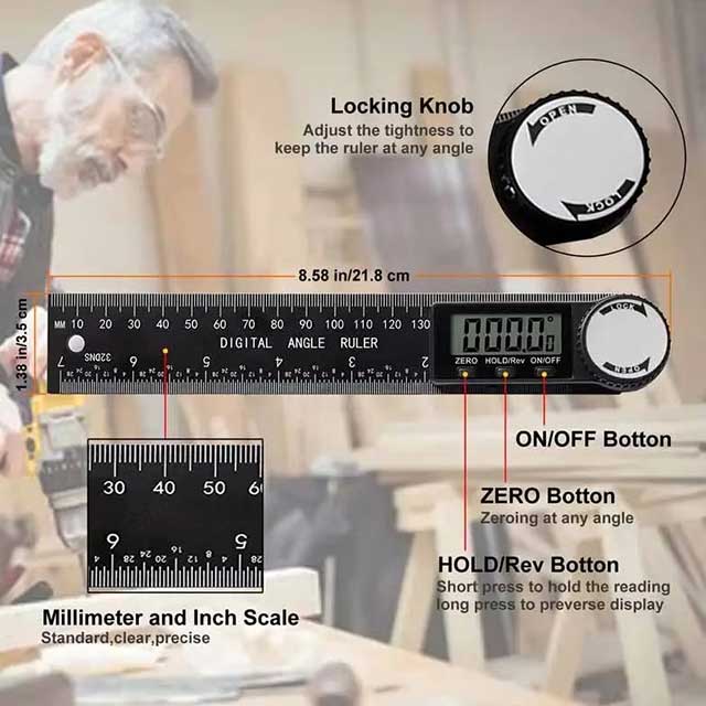2-in-1 Digital Angle Finder & Protractor – High-Accuracy Measuring Tool for Woodworking & DIY | Multifunction Scale Gauge