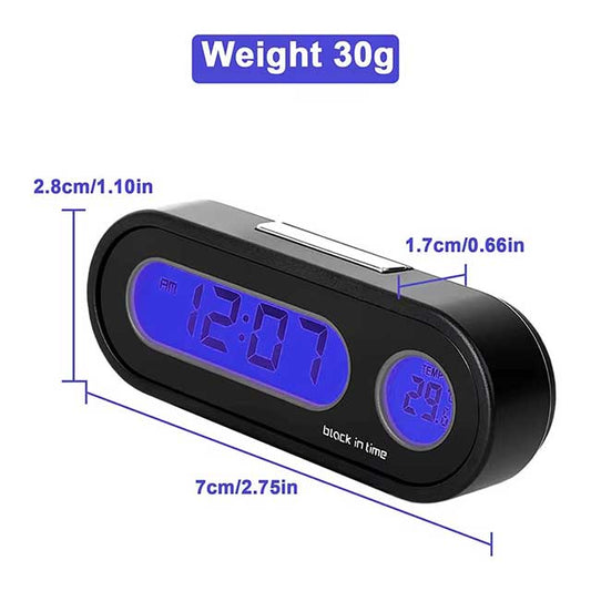 2-in-1 Digital Car Clock & Thermometer – LCD Backlight Display with Luminous Time Watch | Auto Interior Styling Accessory