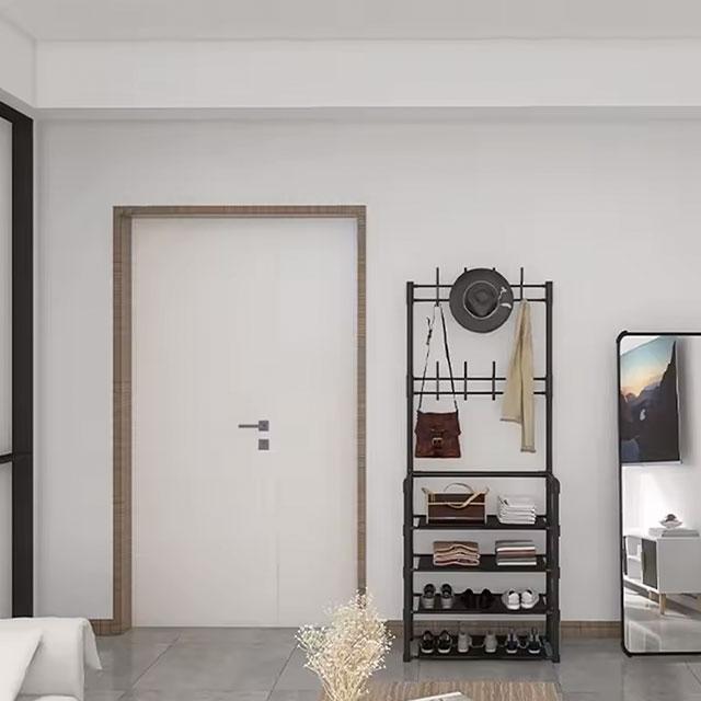 2-in-1 Shoe & Clothes Organizer | Multi-Layer Carbon Steel Coat Rack with Shoe Shelf | Space-Saving Storage Solution