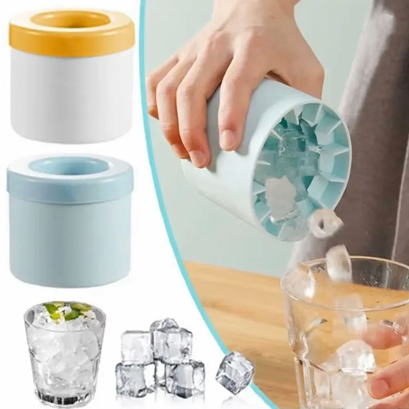 2-in-1 Silicone Round Ice Bucket & Mold – Creative Portable Ice Maker for Summer Drinks and Barware