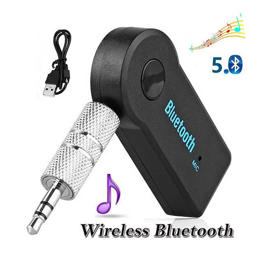 2-in-1 Wireless Bluetooth 5.0 Audio Receiver Adapter – 3.5mm AUX Jack for Car, Music, A2DP, Headphones & Hands-Free Calls