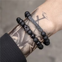 Lot de 2 bracelets de perles noires (EGBT213)