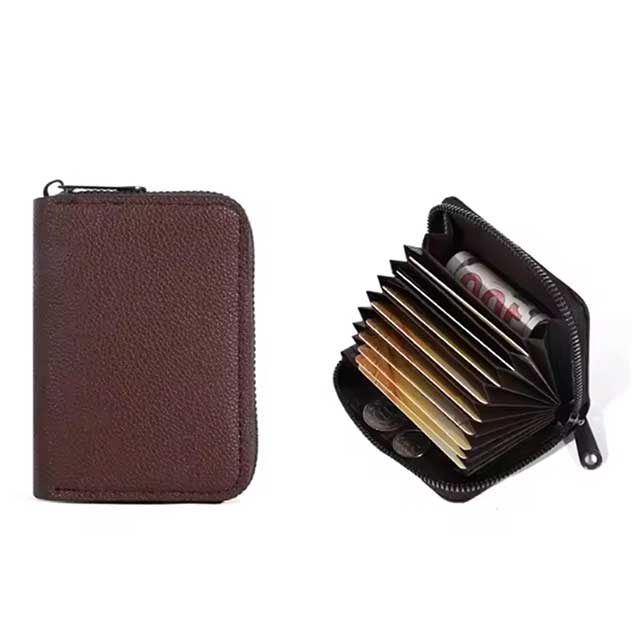 20-Slot PU Leather Card Holder – Business Wallet Organizer for Credit, ID, Bus Cards & Coins with Anti-Demagnetization Design