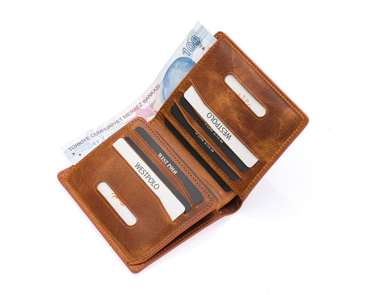 Westpolo Martini Genuine Leather Men's Wallet Card Holder With Large Card Holder Compartment (1590C)