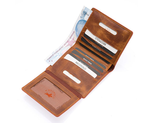 Westpolo Martini Genuine Leather Men's Wallet Card Holder With Large Card Holder Compartment (1590C)