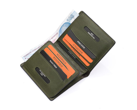 Westpolo Martini Genuine Leather Men's Wallet Card Holder With Large Card Holder Compartment (1590C)