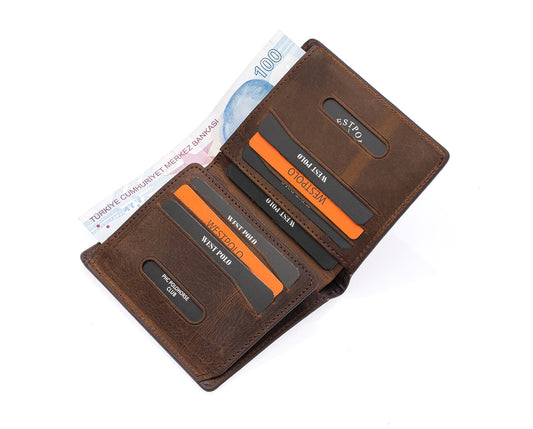Westpolo Martini Genuine Leather Men's Wallet Card Holder With Large Card Holder Compartment (1590C)