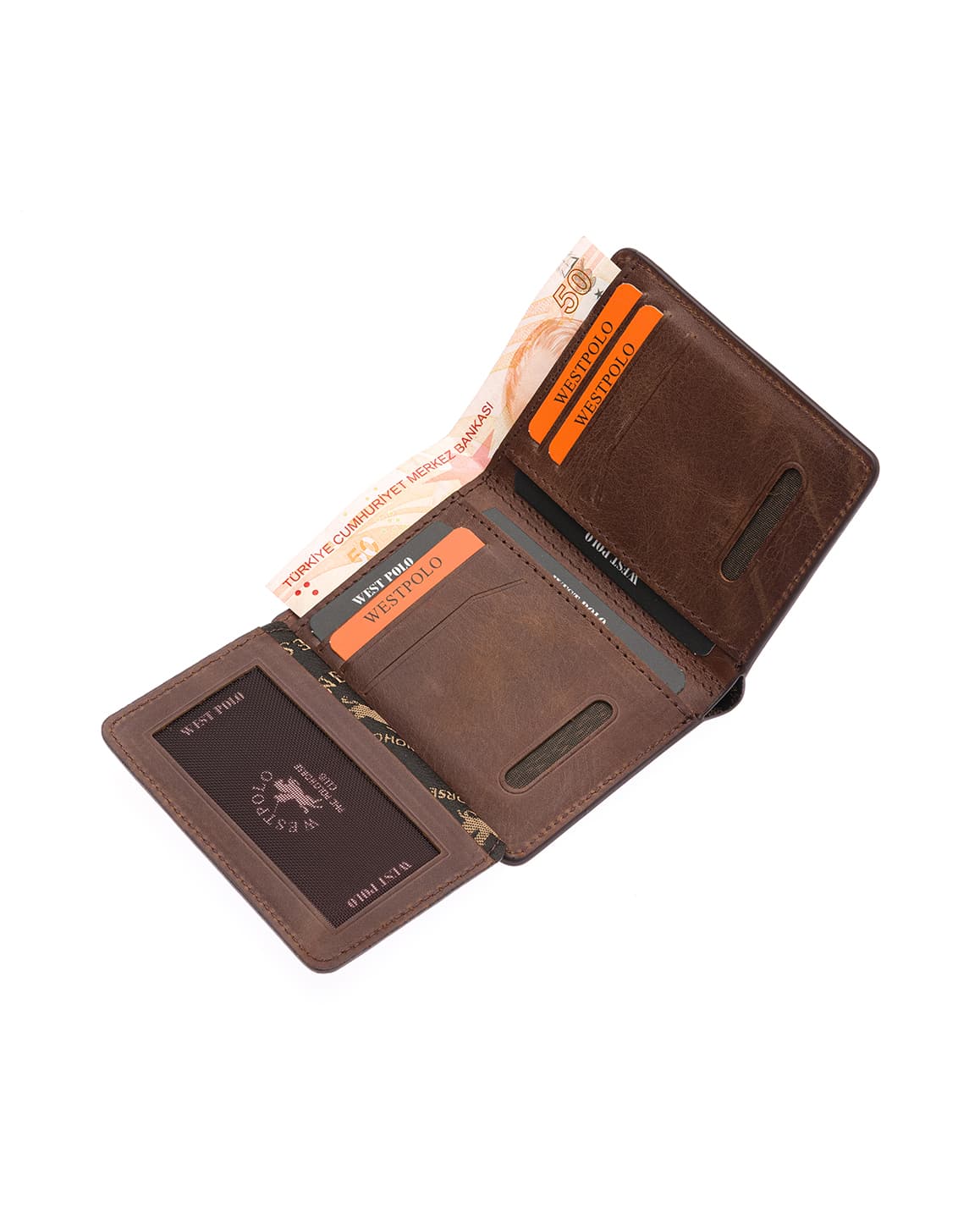 Porte-cartes Westpolo Pimm grand format avec bords compartimentés, portefeuille unisexe en cuir véritable peint (250C) 