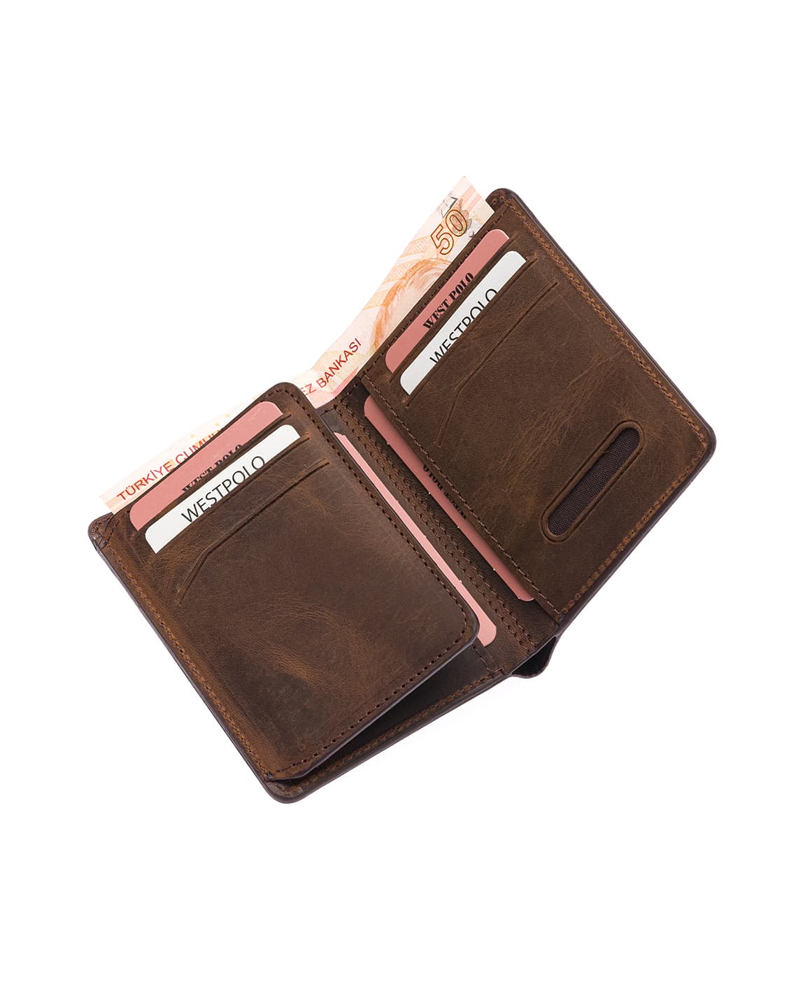 Porte-cartes grand format Westpolo Pimm en cuir véritable