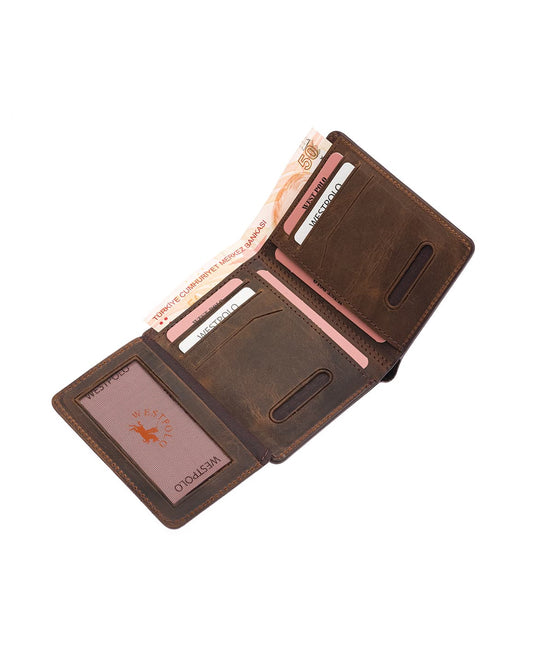 Westpolo Pimm Large Card Holder with Divided Edges Painted Unisex Genuine Leather Wallet Card Holder (250C)