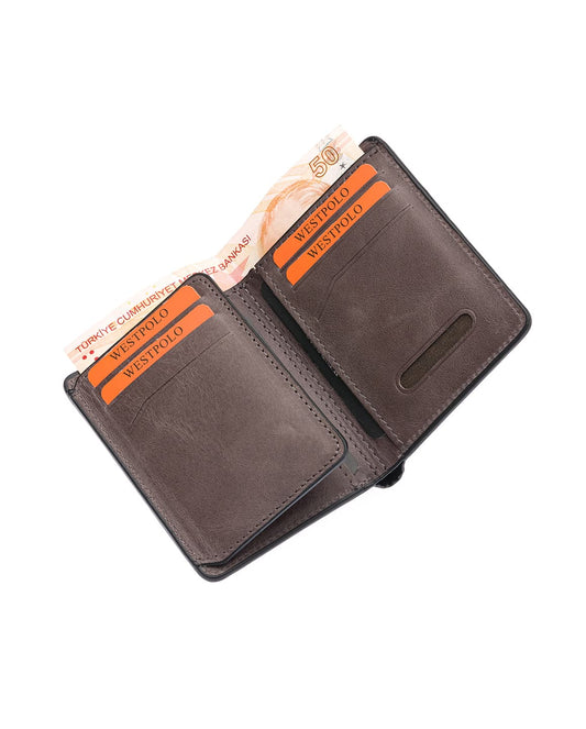 Westpolo Pimm Large Card Holder with Divided Edges Painted Unisex Genuine Leather Wallet Card Holder (250C)