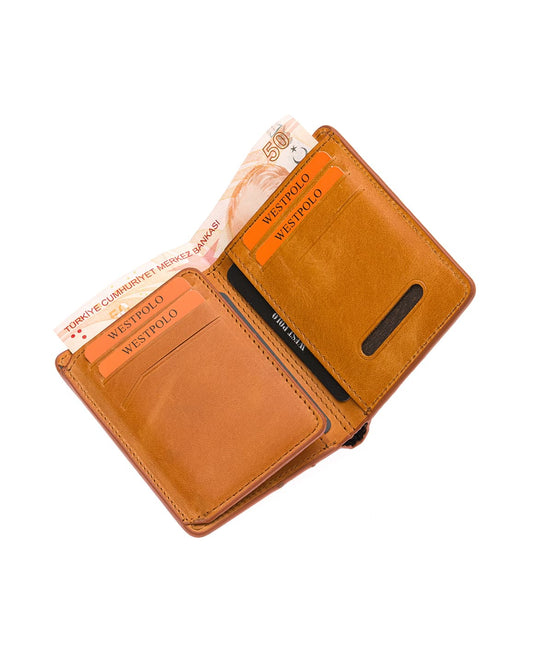 Westpolo Pimm Large Card Holder with Divided Edges Painted Unisex Genuine Leather Wallet Card Holder (250C)