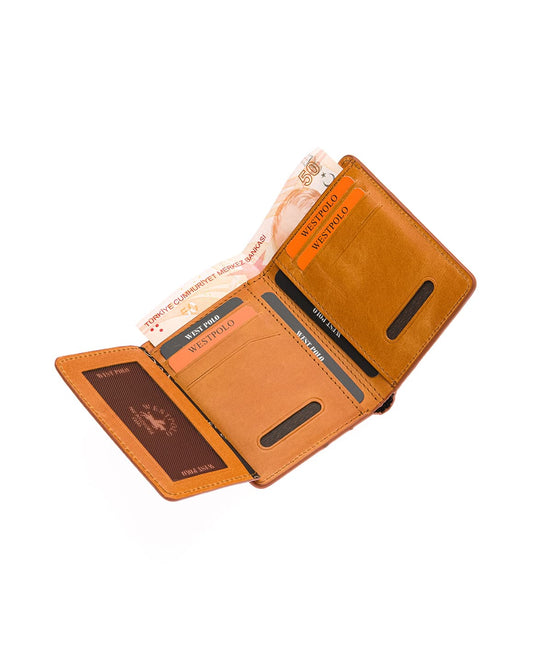 Westpolo Pimm Large Card Holder with Divided Edges Painted Unisex Genuine Leather Wallet Card Holder (250C)