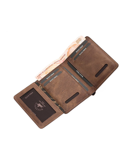 Westpolo Pimm Large Card Holder with Divided Edges Painted Unisex Genuine Leather Wallet Card Holder (250C)