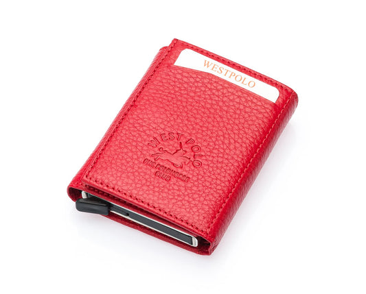 Porte-cartes Westpolo Safari grand format, portefeuille unisexe en cuir véritable à mécanisme (5550) 