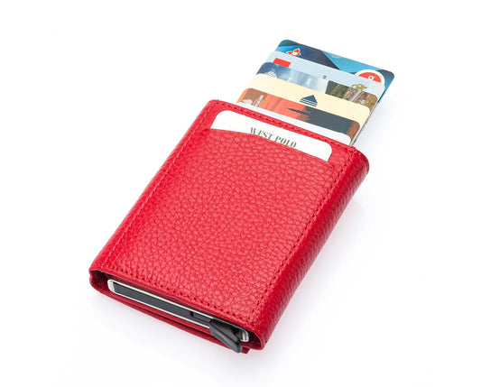 Porte-cartes Westpolo Safari grand format, portefeuille unisexe en cuir véritable à mécanisme (5550) 