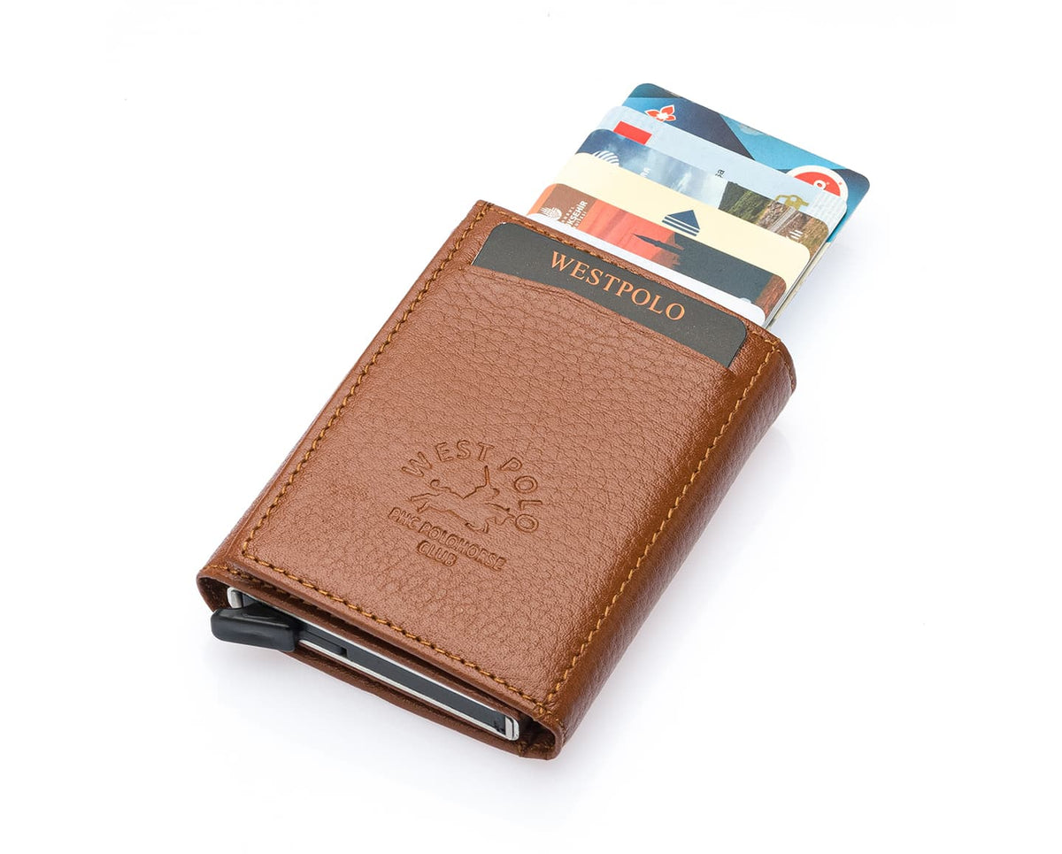 Portefeuille mécanique en cuir véritable Westpolo Safari (5550)