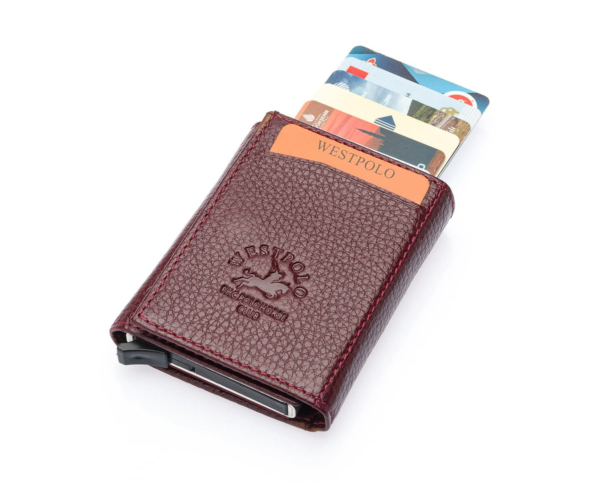 Portefeuille mécanique en cuir véritable Westpolo Safari (5550)