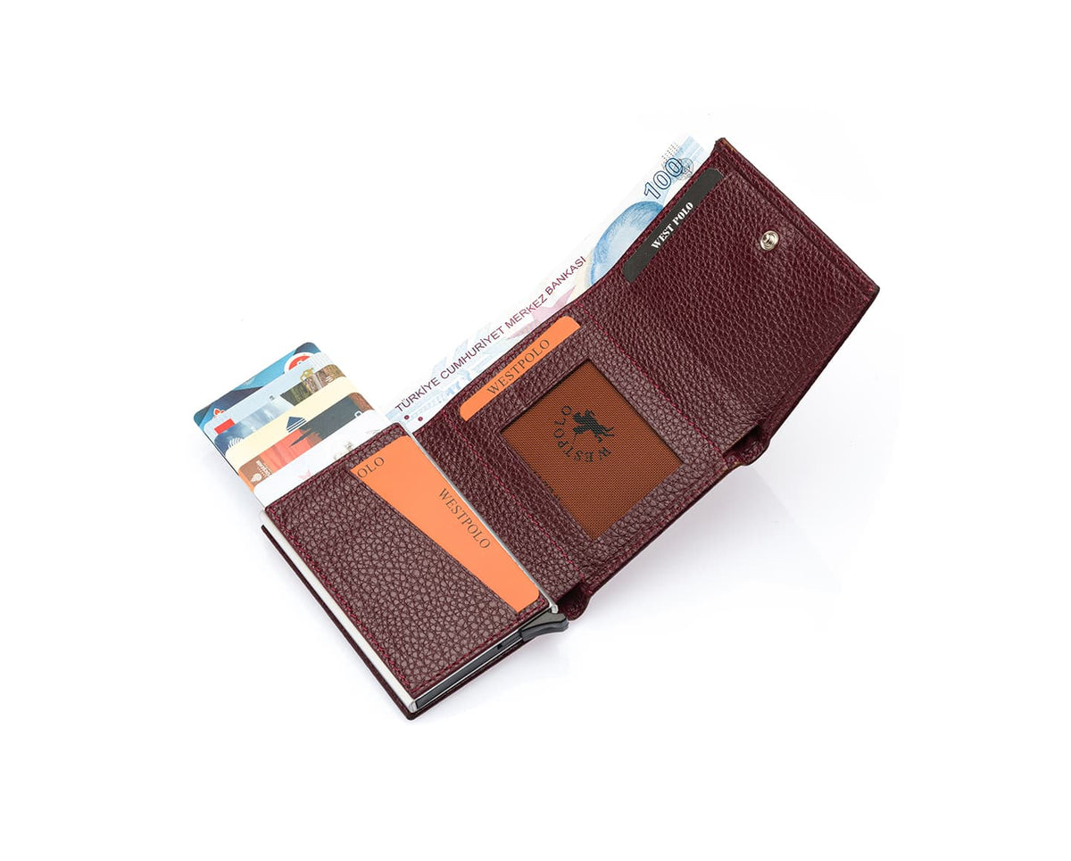 Portefeuille mécanique en cuir véritable Westpolo Safari (5550)