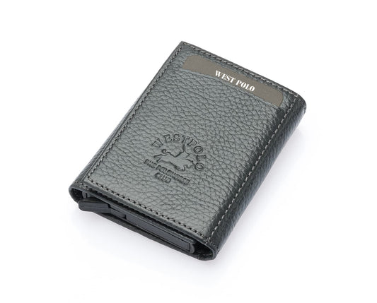 Porte-cartes Westpolo Safari grand format, portefeuille unisexe en cuir véritable à mécanisme (5550) 