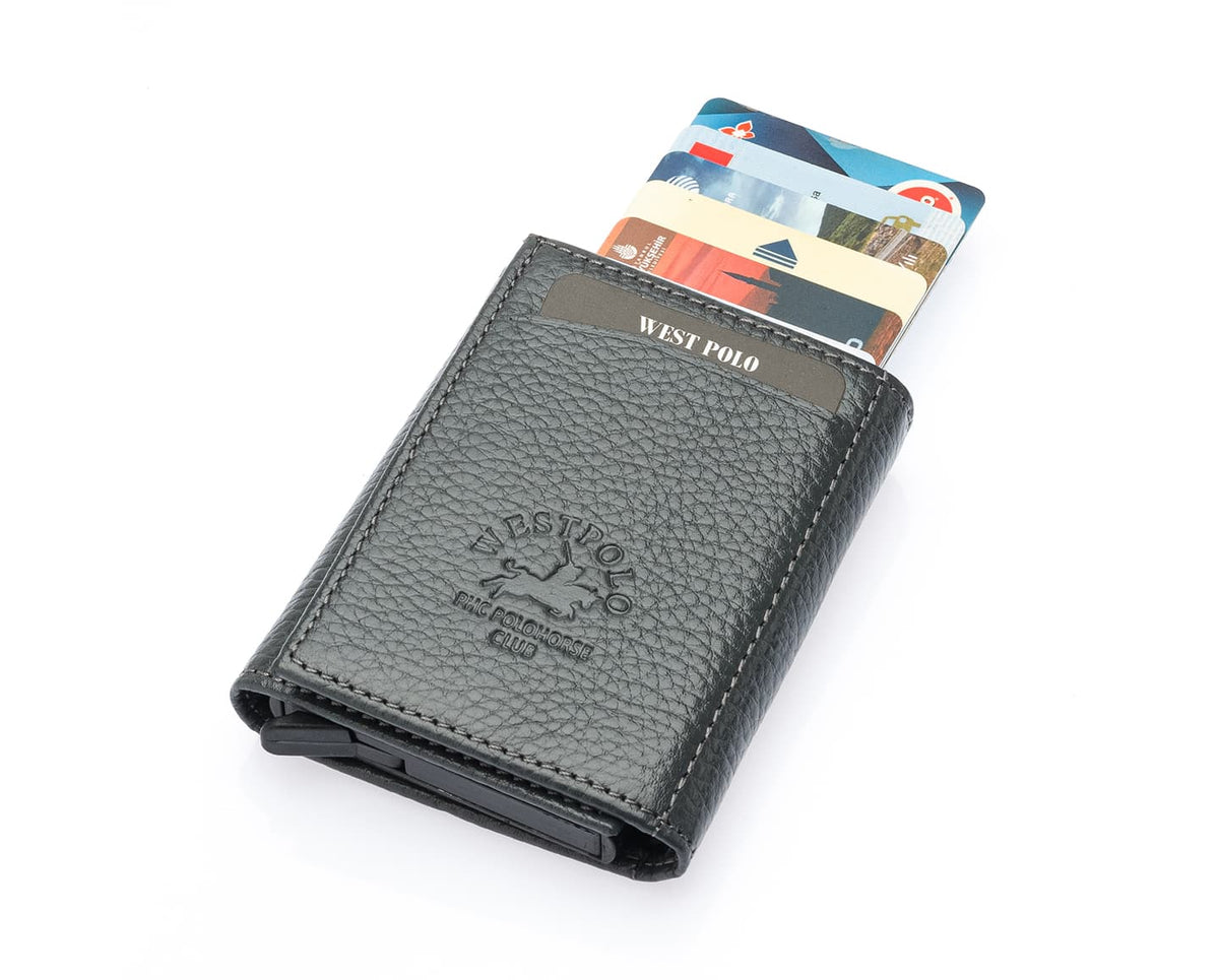 Portefeuille mécanique en cuir véritable Westpolo Safari (5550)