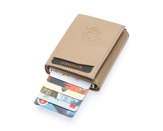 Porte-cartes Westpolo Safari grand format, portefeuille unisexe en cuir véritable à mécanisme (5550) 