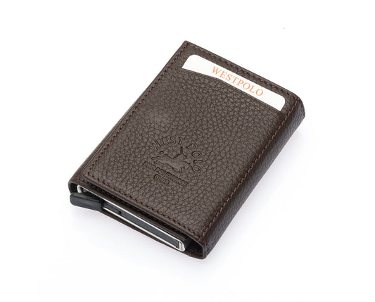 Porte-cartes Westpolo Safari grand format, portefeuille unisexe en cuir véritable à mécanisme (5550) 