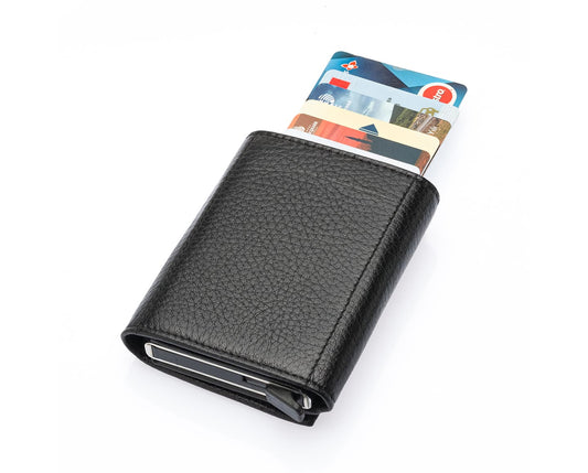 Porte-cartes Westpolo Safari grand format, portefeuille unisexe en cuir véritable à mécanisme (5550) 