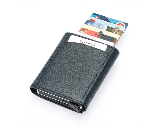 Porte-cartes Westpolo Safari grand format, portefeuille unisexe en cuir véritable à mécanisme (5550) 