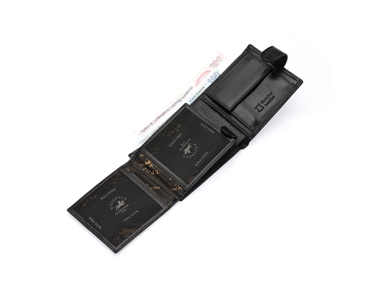 Portefeuille homme Westpolo Thomas en cuir véritable avec porte-cartes, compartiments pour pièces et cartes (61P) 