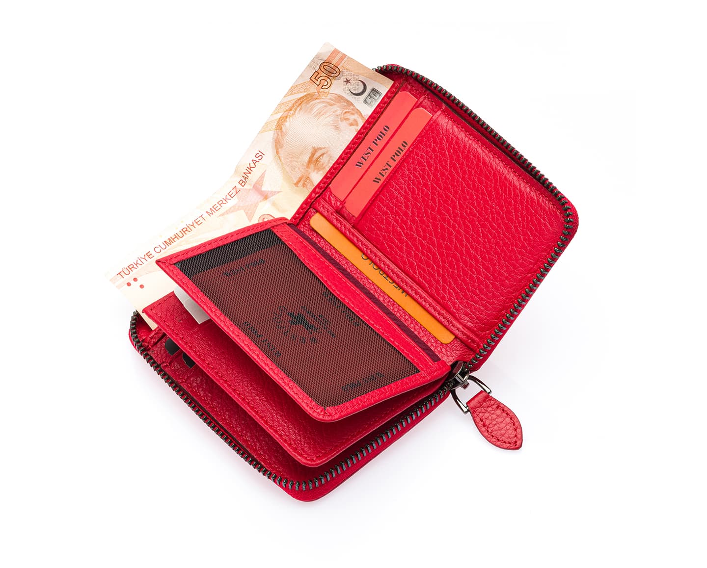 Westpolo Vega Big Card Holder Zippered Unisex Genuine Leather Wallet (1695)