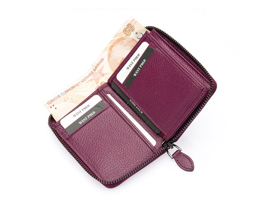 Westpolo Vega Big Card Holder Zippered Unisex Genuine Leather Wallet (1695)