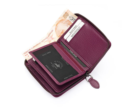 Westpolo Vega Big Card Holder Zippered Unisex Genuine Leather Wallet (1695)