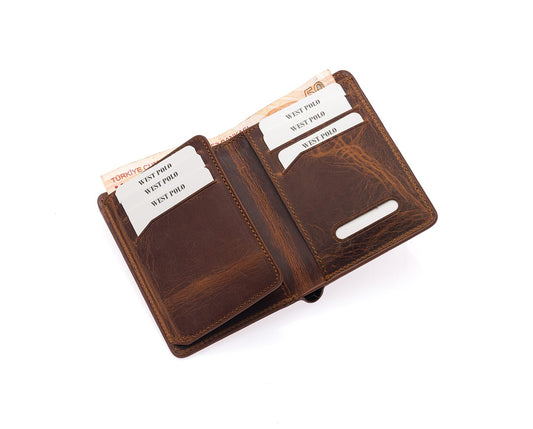 Westpolo Pimm Large Card Holder with Divided Edges Painted Unisex Genuine Leather Wallet Card Holder (250C)