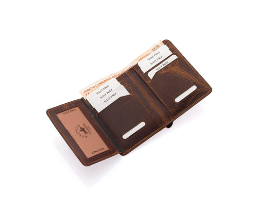 Westpolo Pimm Large Card Holder with Divided Edges Painted Unisex Genuine Leather Wallet Card Holder (250C)