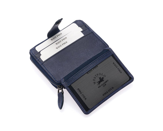 Westpolo Genuine Crazy Leather Unisex Cardholder Wallet (1595C)