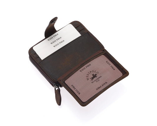 Westpolo Genuine Crazy Leather Unisex Cardholder Wallet (1595C)
