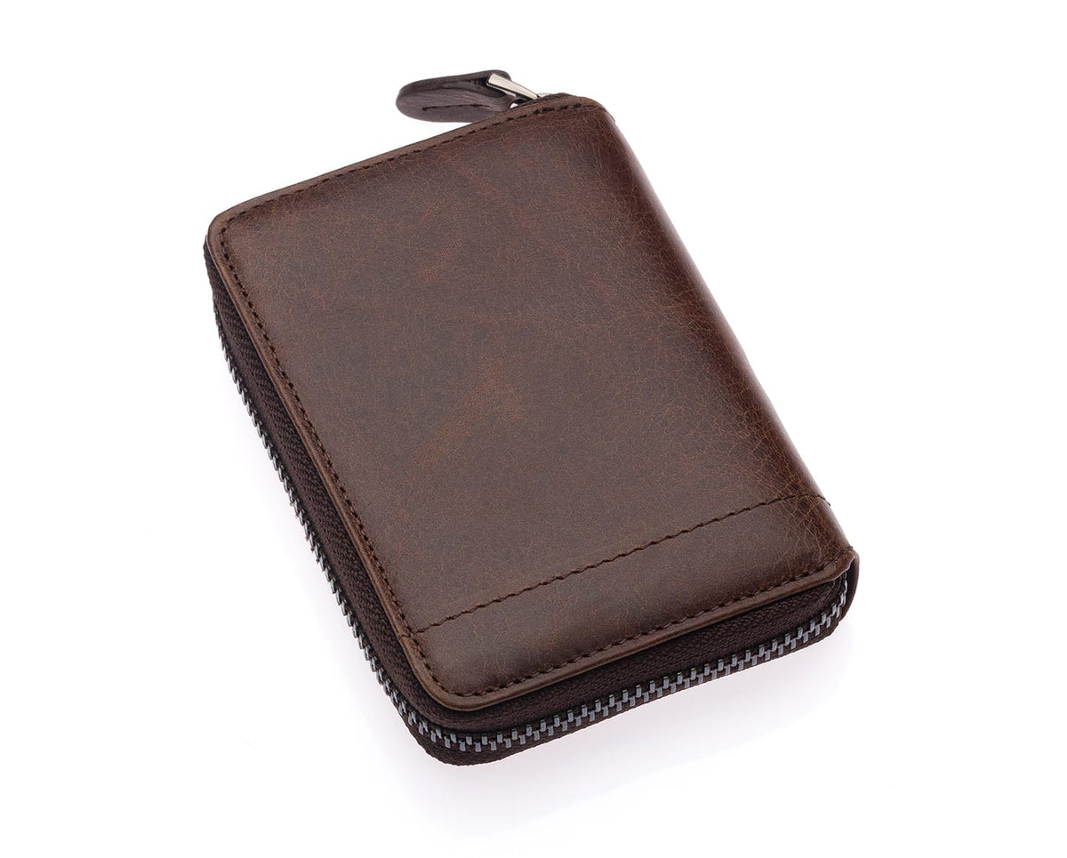 Portefeuille unisexe zippé Westpolo Vega en cuir véritable (1695C) 