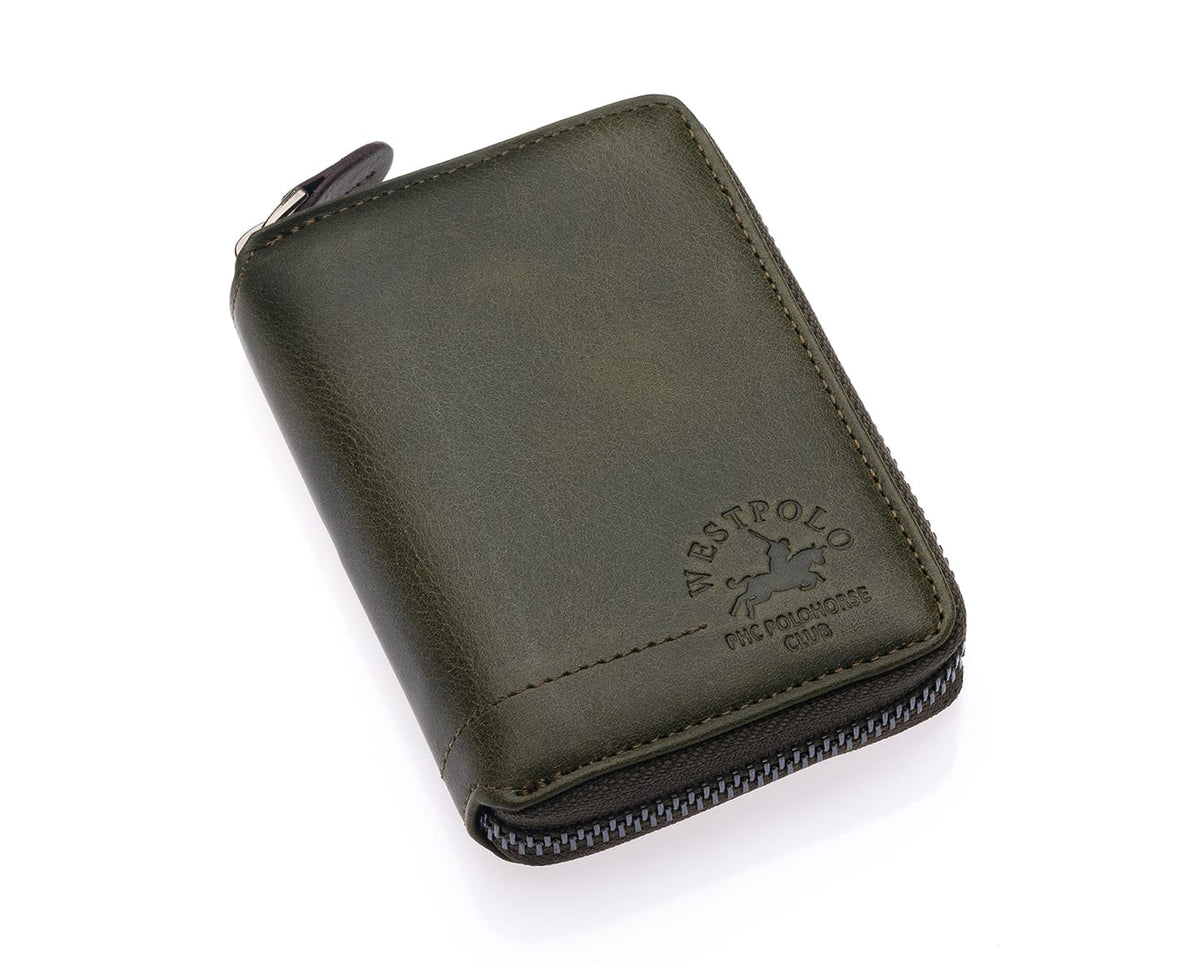 Portefeuille unisexe zippé Westpolo Vega en cuir véritable (1695C) 