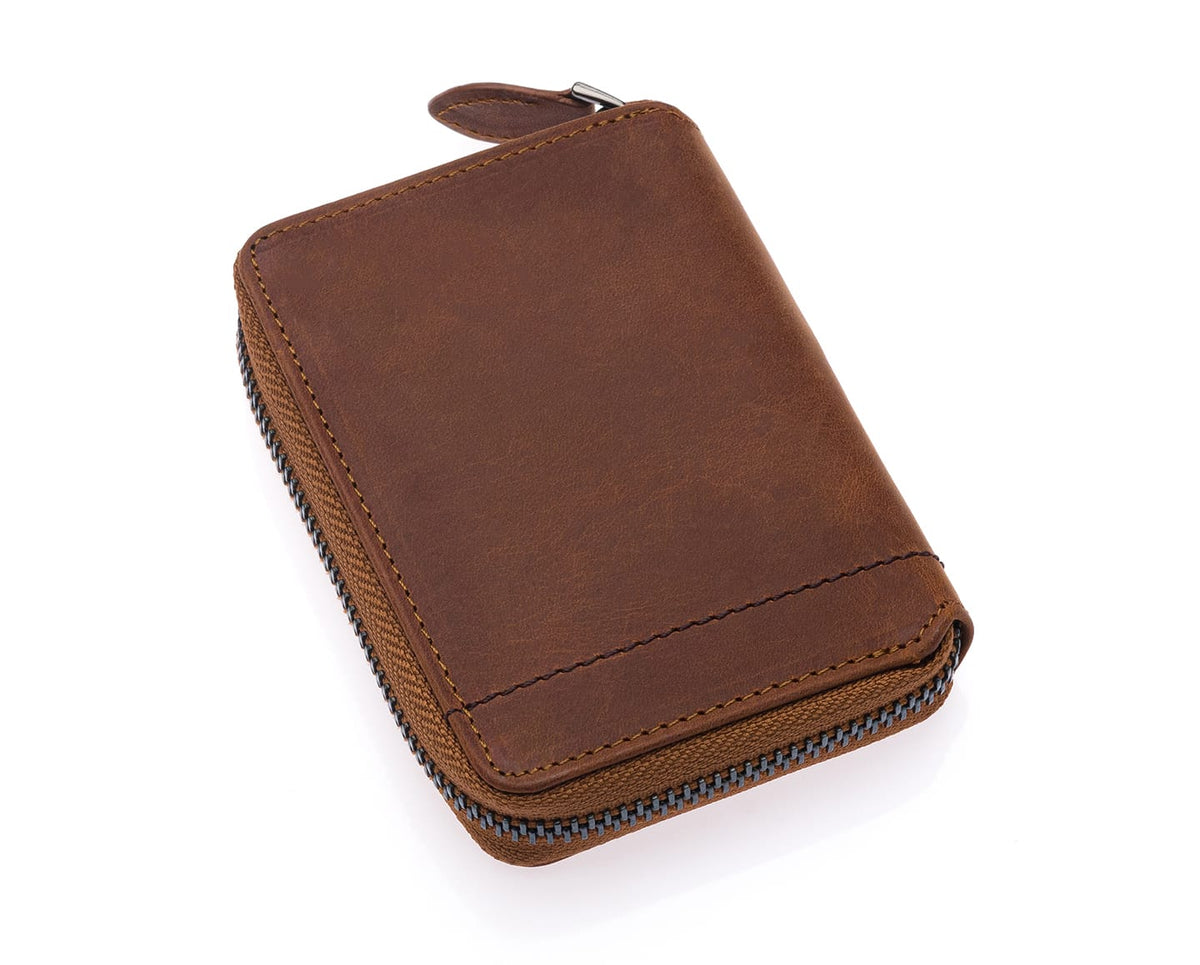 Portefeuille unisexe zippé Westpolo Vega en cuir véritable (1695C) 