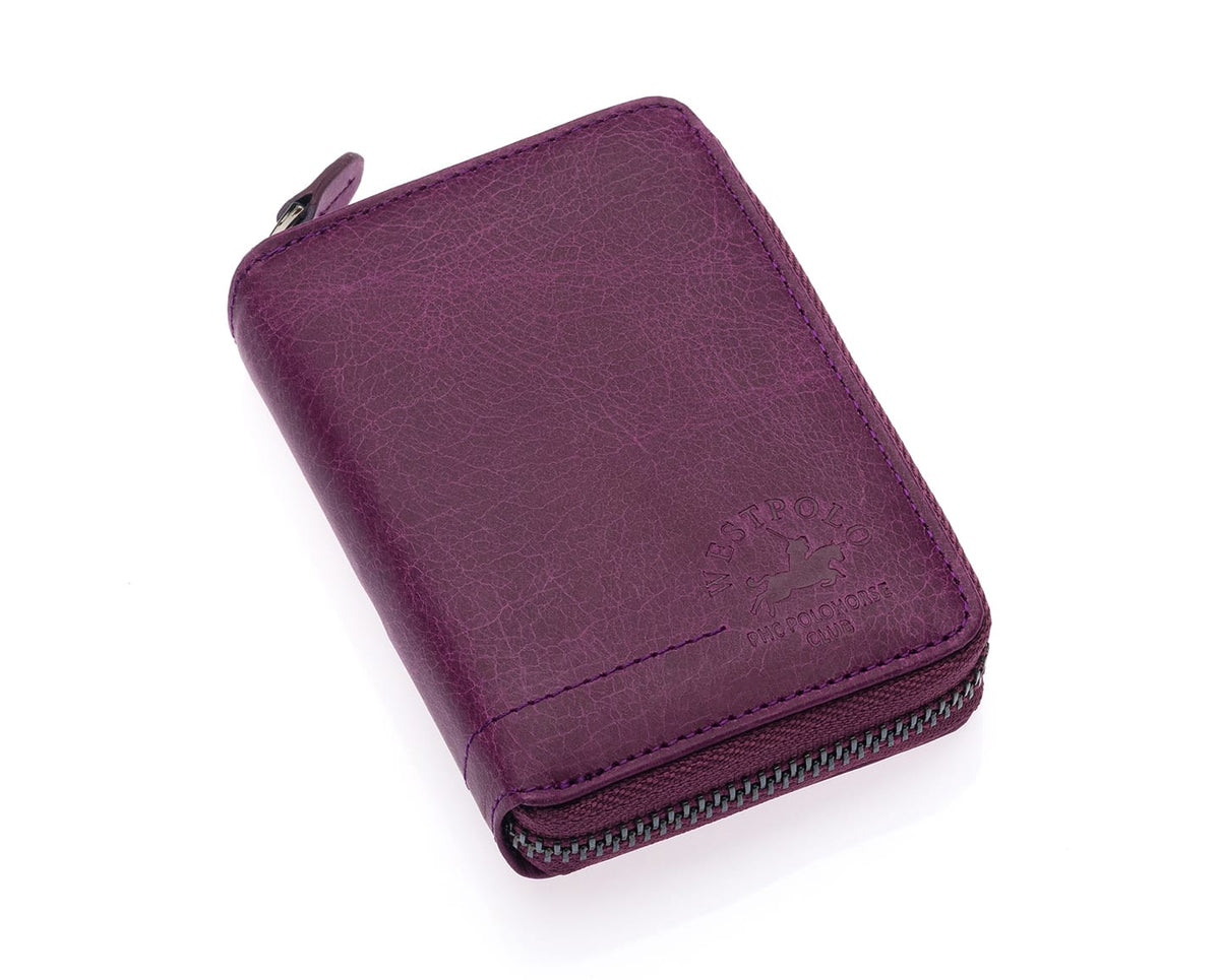 Portefeuille unisexe zippé Westpolo Vega en cuir véritable (1695C) 