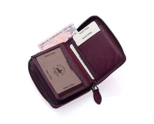 Westpolo Vega Big Card Holder Zippered Unisex Genuine Leather Wallet (1695)