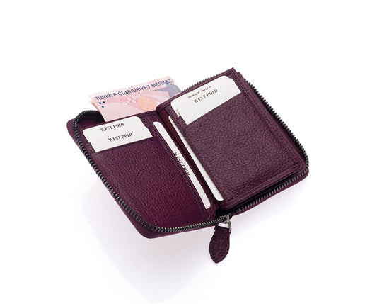 Westpolo Vega Big Card Holder Zippered Unisex Genuine Leather Wallet (1695)