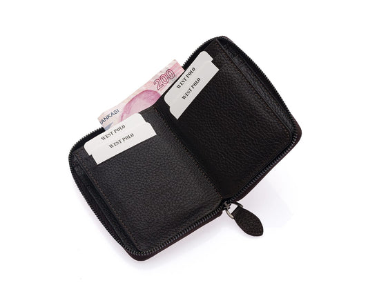 Westpolo Vega Big Card Holder Zippered Unisex Genuine Leather Wallet (1695)